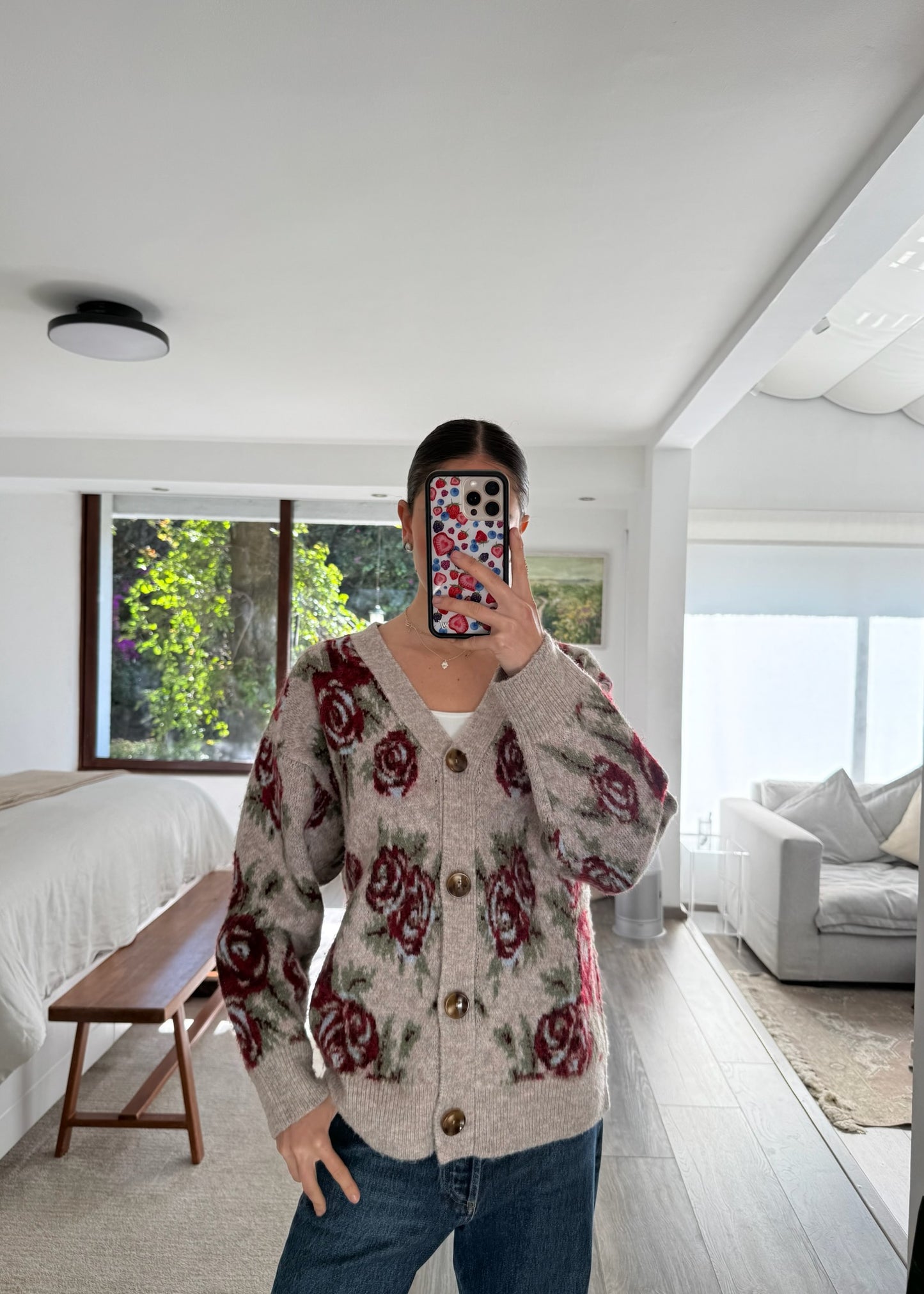 CARDIGAN OVERSIZED PRINT FLORES