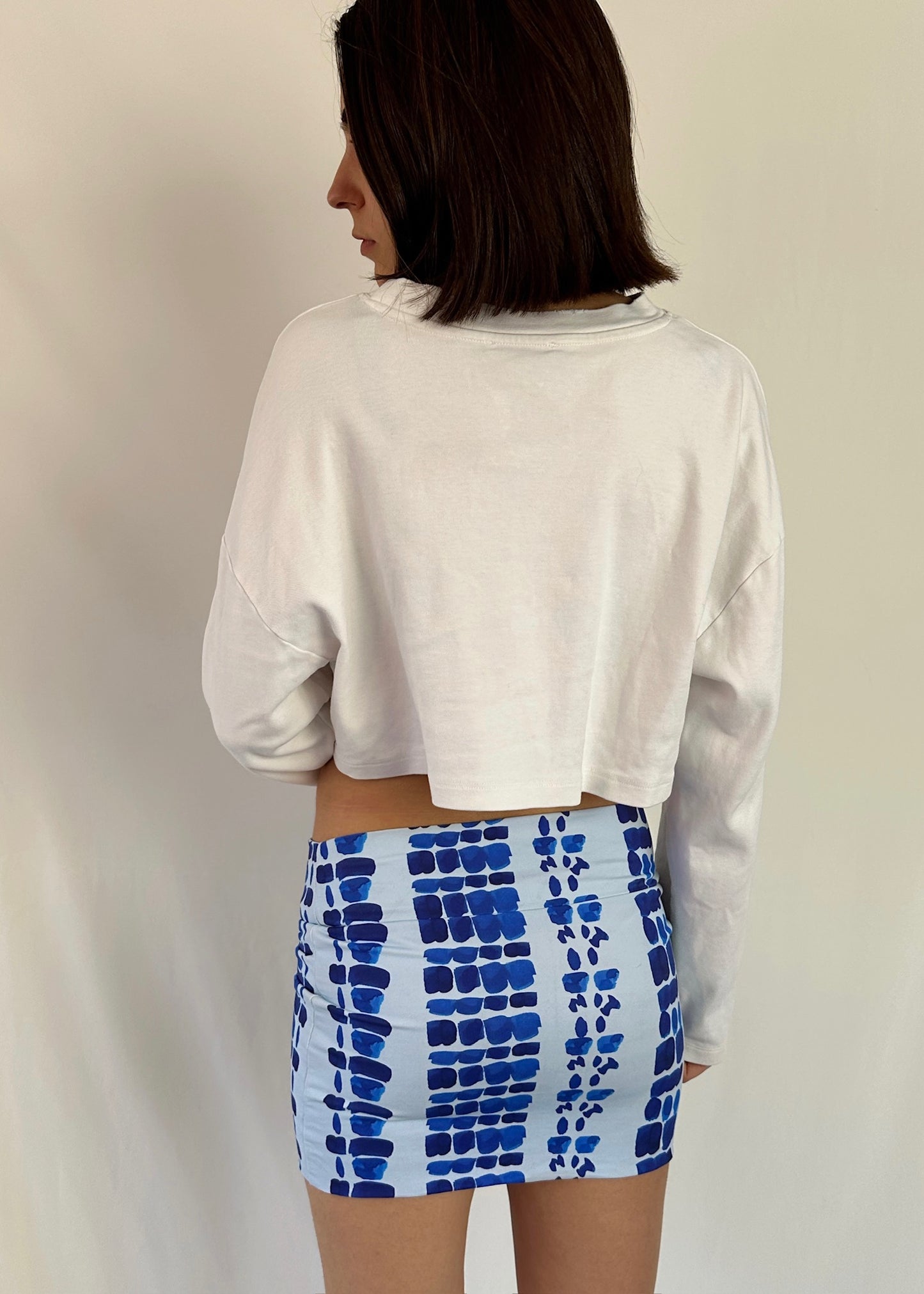 FALDA MINI CON PRINT AZUL