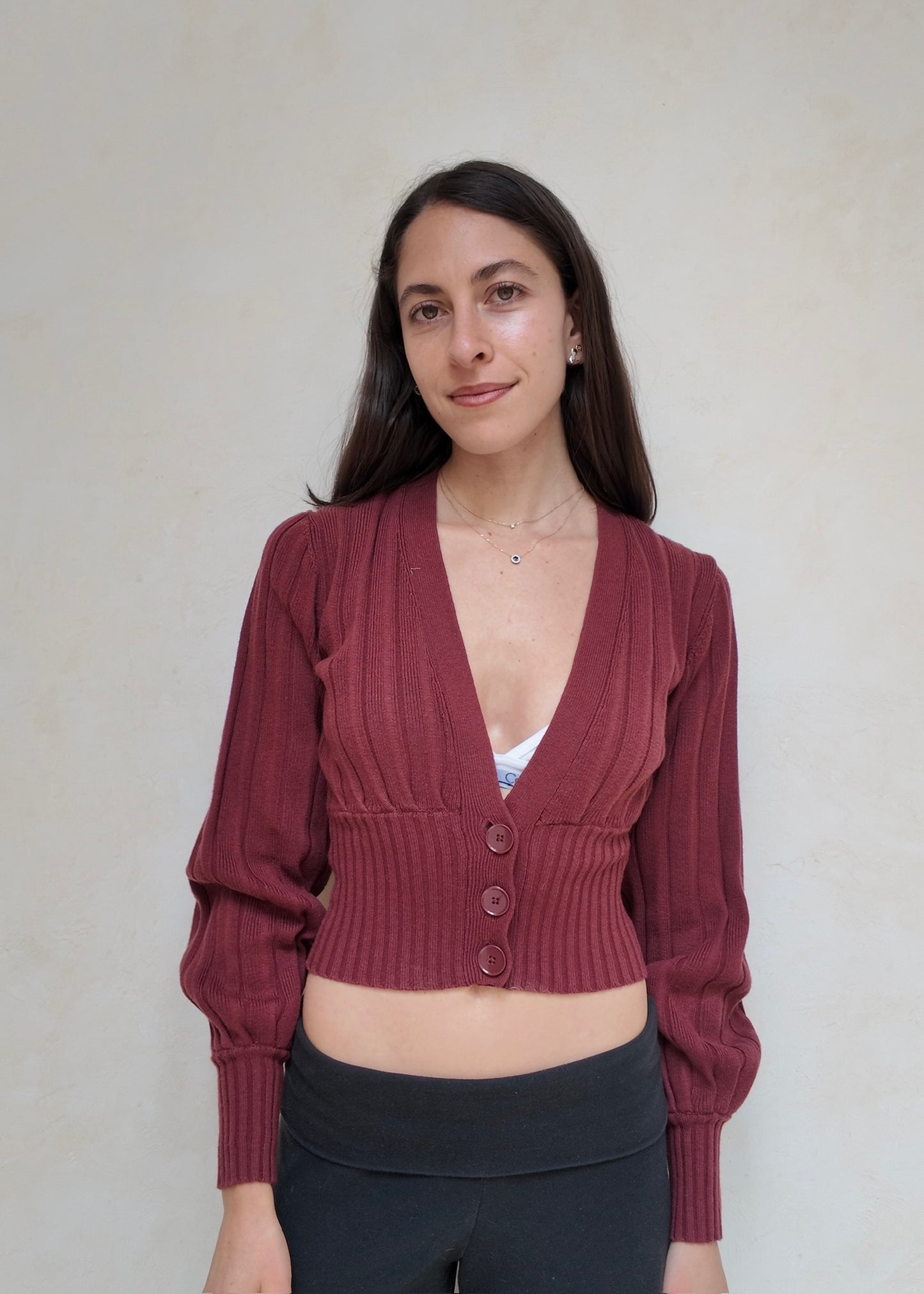 CARDIGAN CROPPED BURGUNDY