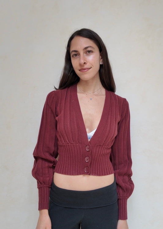 CARDIGAN CROPPED BURGUNDY