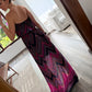 VESTIDO MAXI STRAPLESS CON PRINT