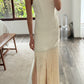 VESTIDO STRAPLESS CON FLECOS