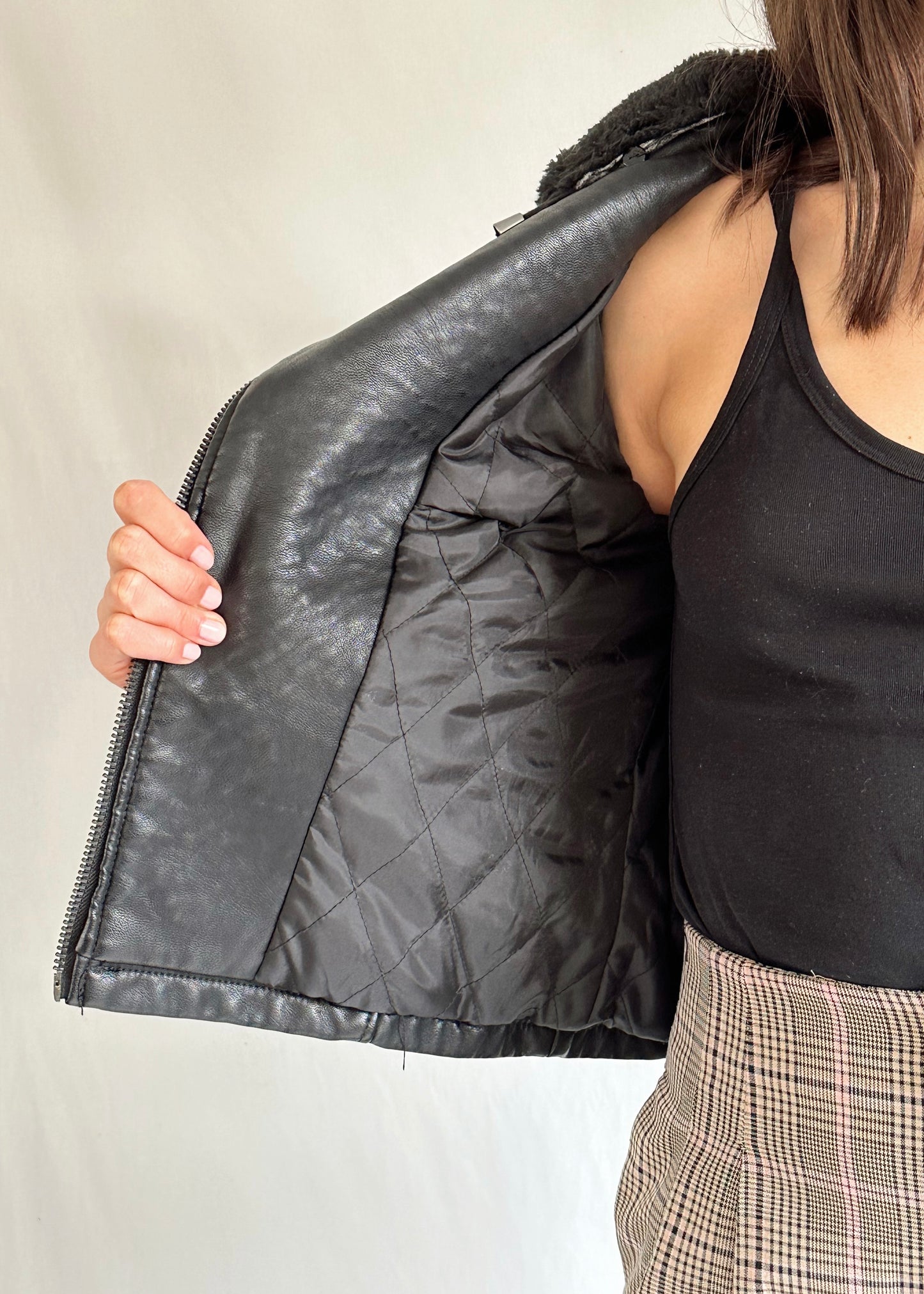 COZY FAUX LEATHER JACKET