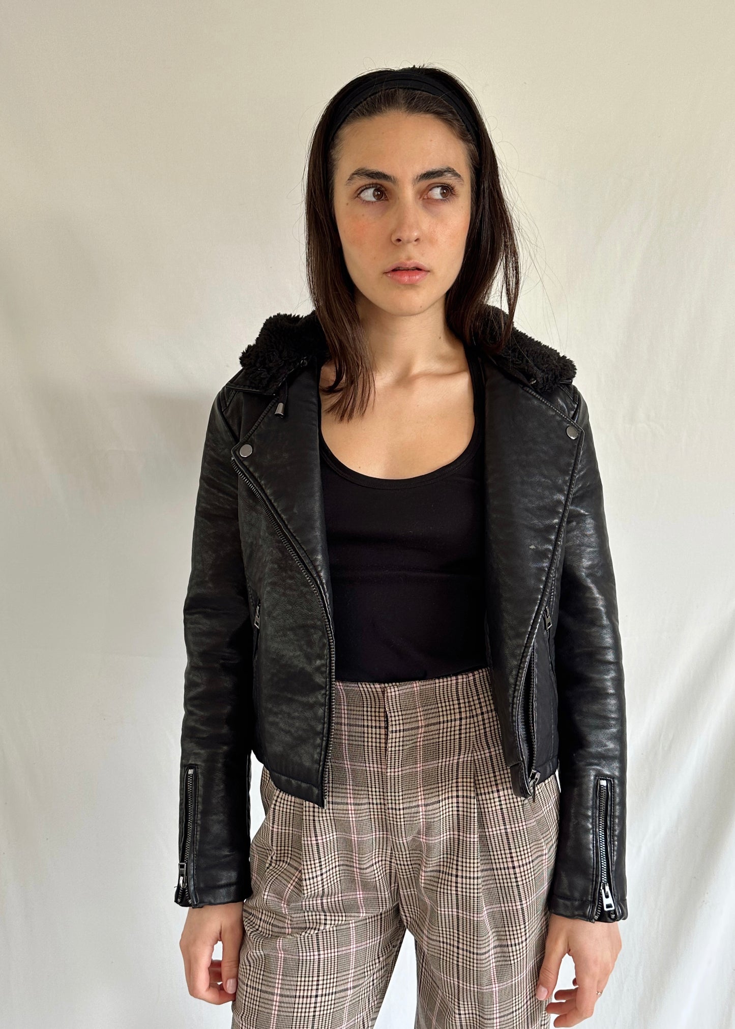 COZY FAUX LEATHER JACKET